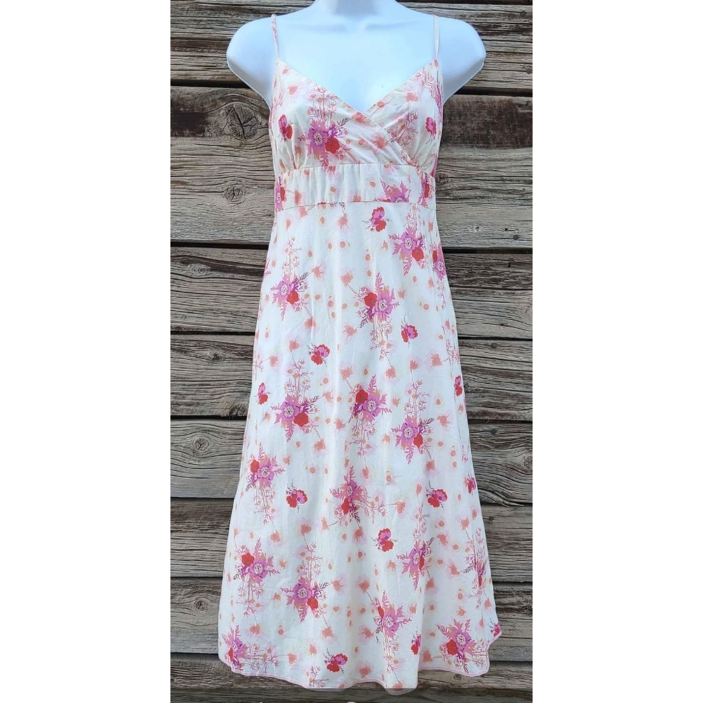 J. Crew White Floral Spaghetti-Strap Midi Dress